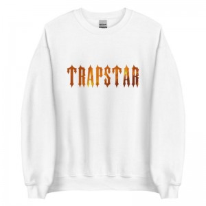 Trapstar Fire Logo Muške Dukserice Bijele Hrvatska | RI91-939