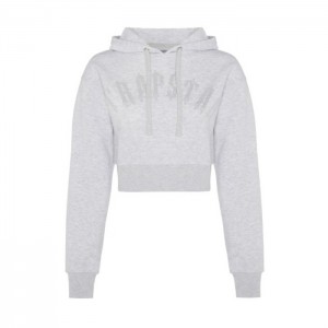 Trapstar Irongate Stud Cropped Hoodie Ženske Majica s Kapuljačom Sive Hrvatska | OX67-816