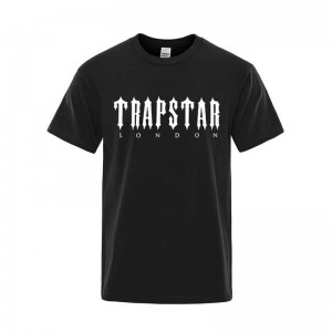 Trapstar London Letter Printed Muške Majice Crne Hrvatska | BJ44-648