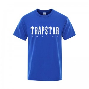 Trapstar London Letter Printed Muške Majice Plave Hrvatska | YZ42-980