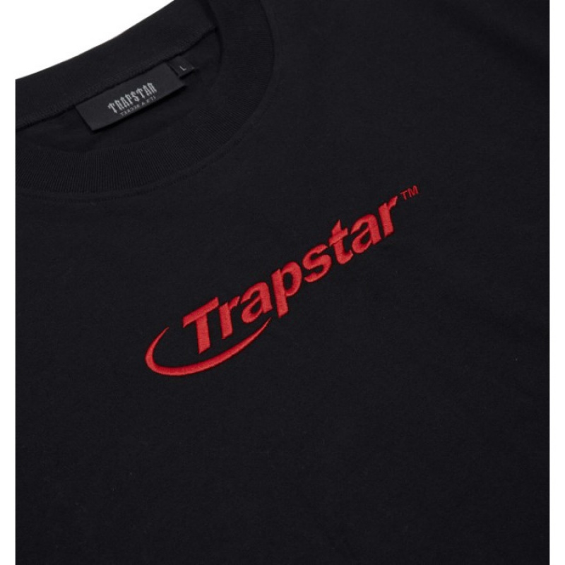 Trapstar Hyperdrive Embroidered Tee Muške Majice Crne Crvene Hrvatska | XY95-299