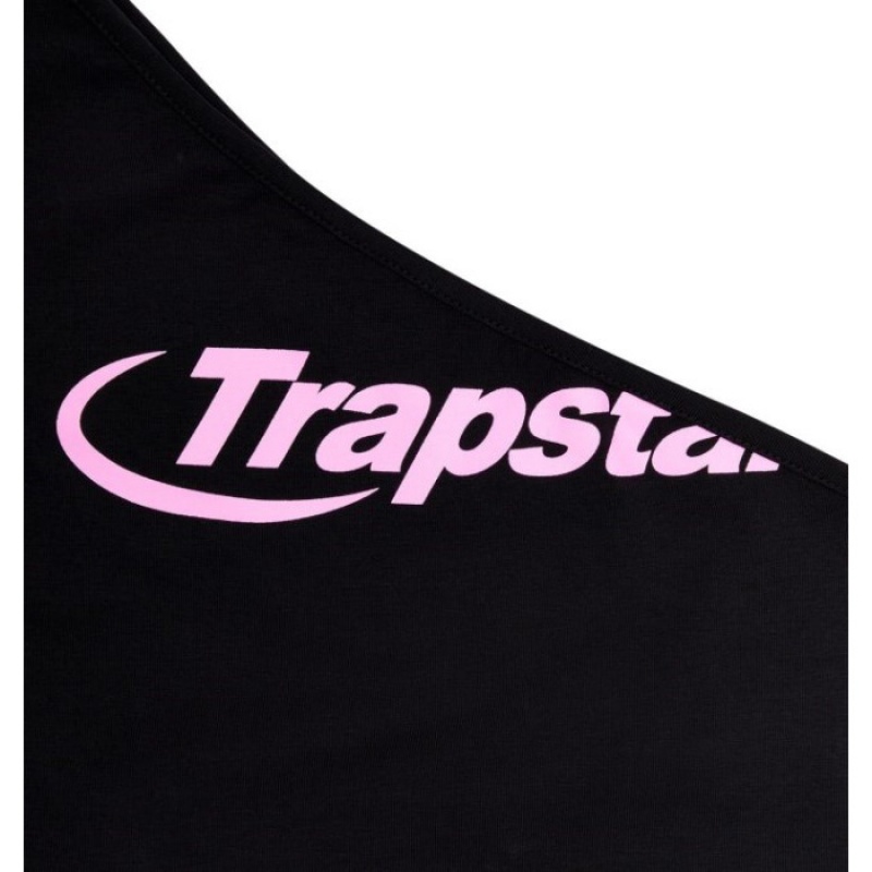 Trapstar Hyperdrive One Shoulder Vest Ženske Top Crne Roze Hrvatska | BA43-237