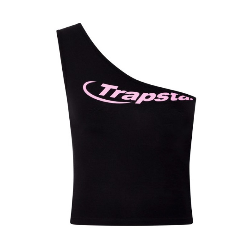 Trapstar Hyperdrive One Shoulder Vest Ženske Top Crne Roze Hrvatska | BA43-237