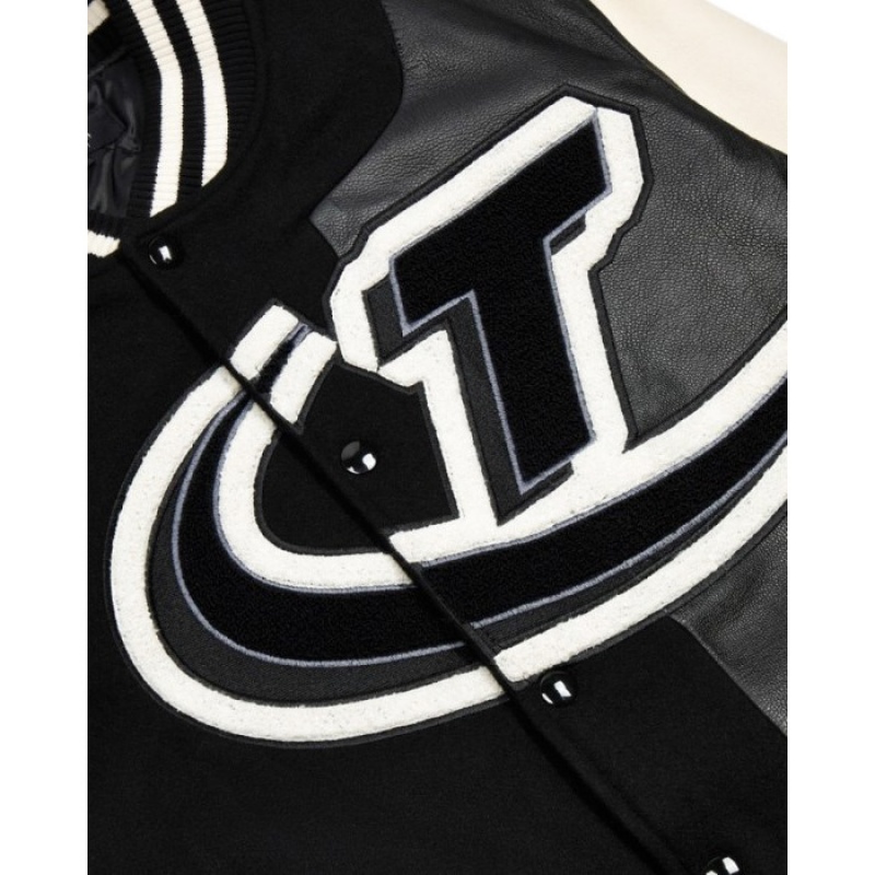 Trapstar Hyperdrive T Chenille Varsity Jacket Muške Vanjska Odjeća Crne Bijele Hrvatska | NP43-407