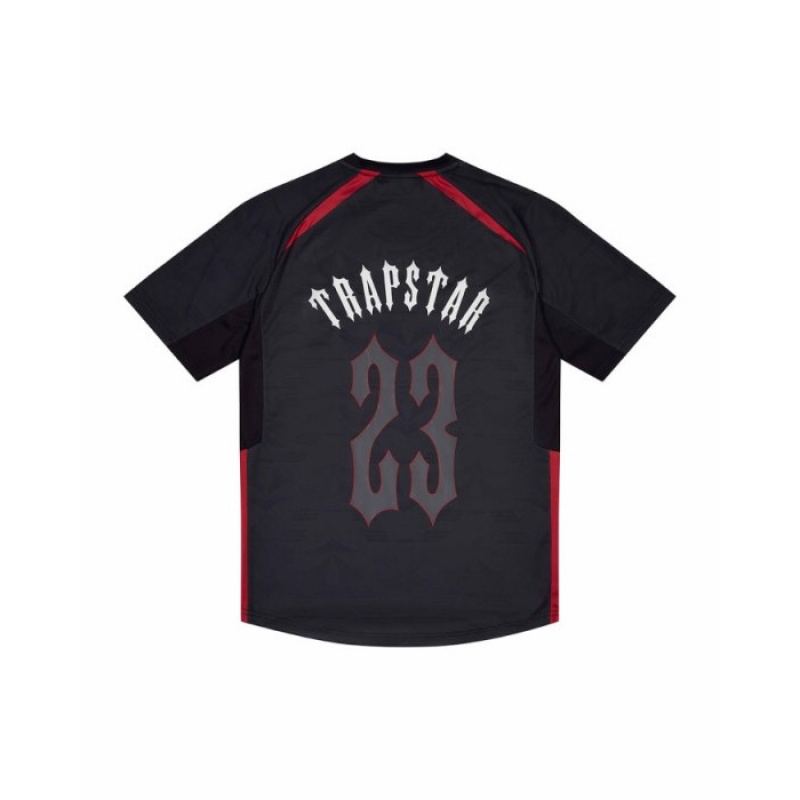 Trapstar Irongate Football Jersey Muške Majice Crne Crvene Hrvatska | ZK53-105