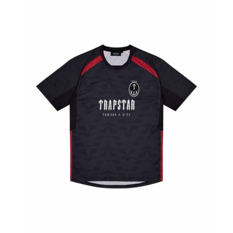 Trapstar Irongate Football Jersey Muške Majice Crne Crvene Hrvatska | ZK53-105