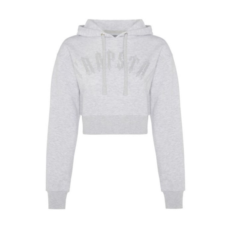 Trapstar Irongate Stud Cropped Hoodie Ženske Majica s Kapuljačom Sive Hrvatska | OX67-816