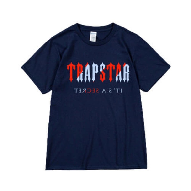 Trapstar It\'s a Secret Short Sleeve Muške Majice Plave Hrvatska | JF74-314