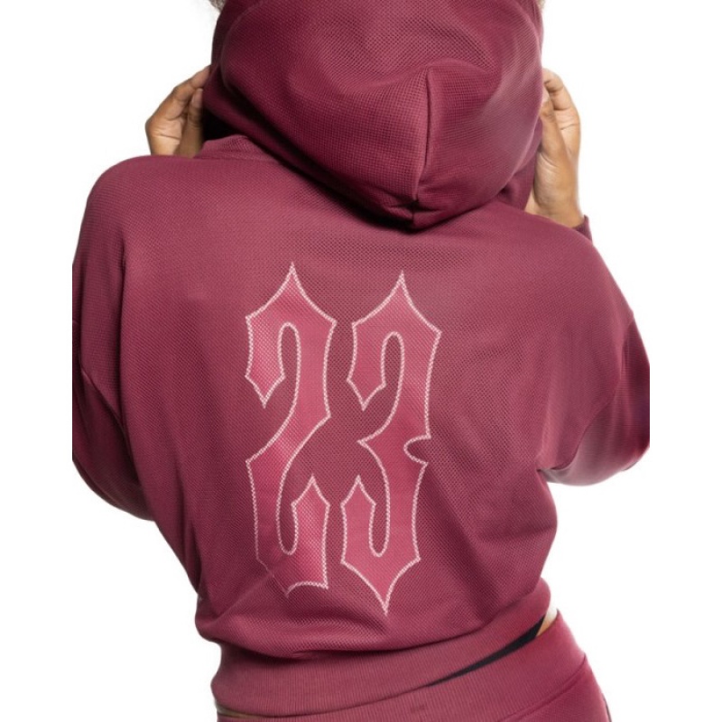 Trapstar Mesh Irongate Arch Hoodie Ženske Majica s Kapuljačom Bordo Hrvatska | DT17-487