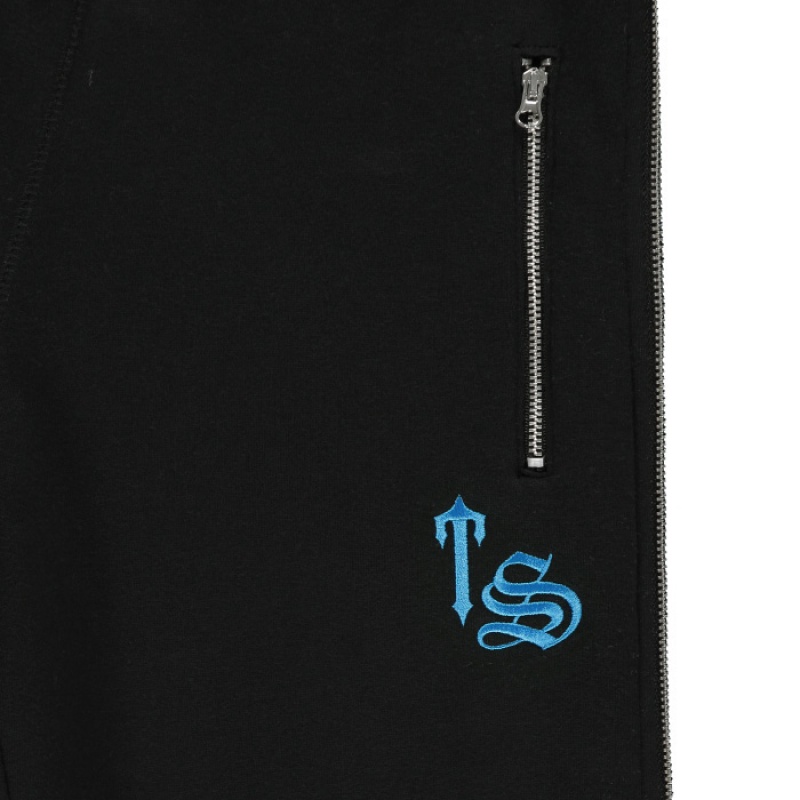 Trapstar Script Zip Leg Jogging Bottoms Ženske Hlače Crne Tirkizne Hrvatska | QW36-133