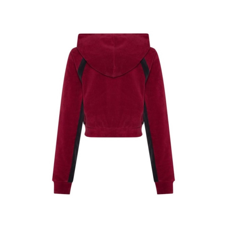 Trapstar TS-Star Contrast Panel Velour Hoodie Ženske Majica s Kapuljačom Bordo Hrvatska | PK00-989