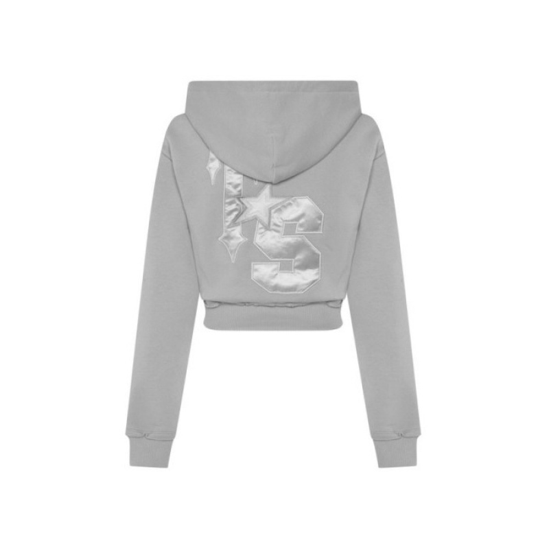 Trapstar TS-Star Silver Satin Applique Hoodie Ženske Majica s Kapuljačom Sive Hrvatska | NB04-948