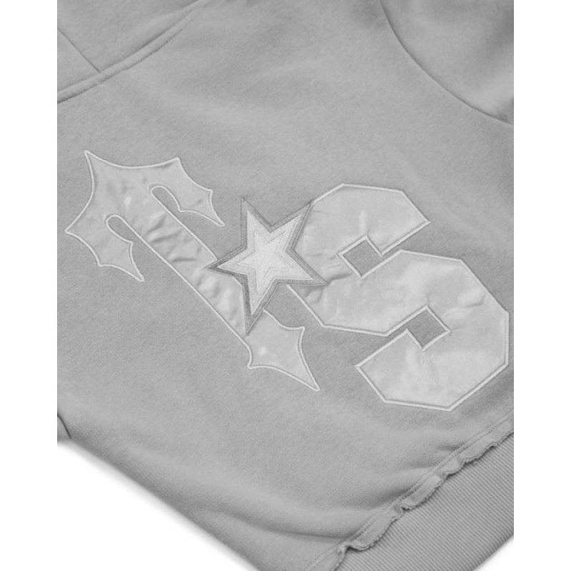 Trapstar TS-Star Silver Satin Applique Hoodie Ženske Majica s Kapuljačom Sive Hrvatska | NB04-948