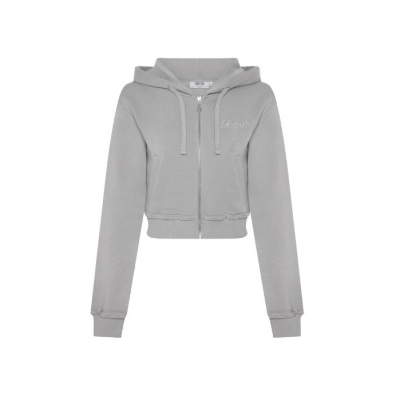 Trapstar TS-Star Silver Satin Applique Hoodie Ženske Majica s Kapuljačom Sive Hrvatska | NB04-948