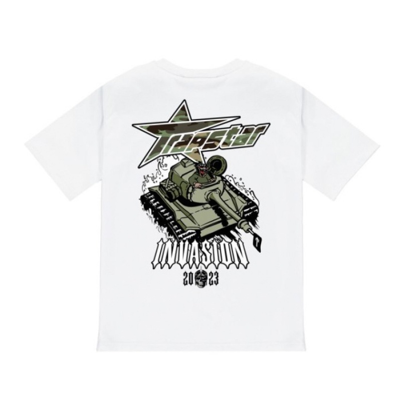 Trapstar Trap Invasion Tee Muške Majice Bijele Hrvatska | WS85-094