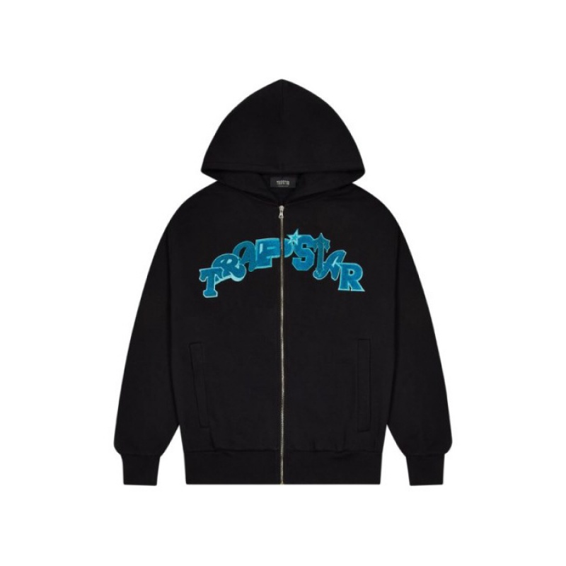 Trapstar Wildcard Chenille Hoodie Muške Trenirka Crne Tirkizne Hrvatska | ZD19-254